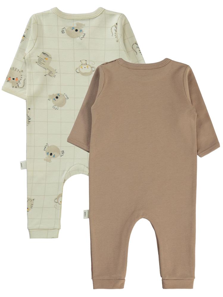 Civil Baby Fun Animals Baskılı 3-9 Ay Tulum - Kahverengi