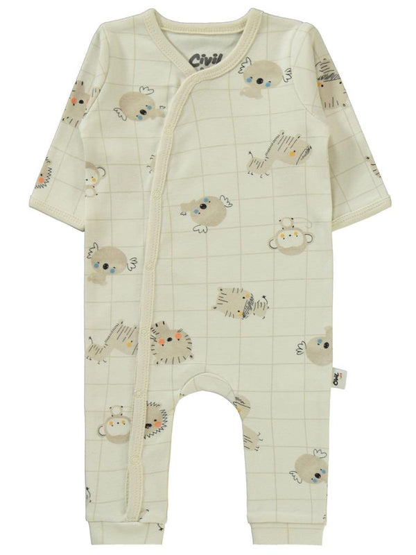Civil Baby Fun Animals Baskılı 3-9 Ay Tulum - Kahverengi