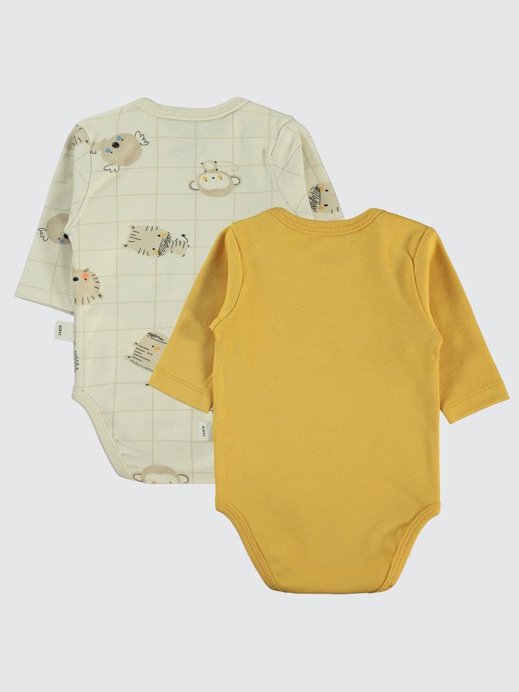 Civil Baby Fun Animals Baskılı 3-18 Çıtçıtlı Badi - Hardal