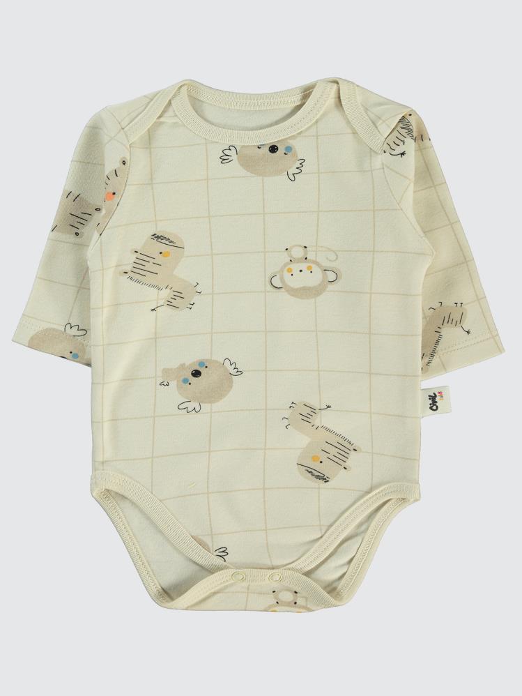 Civil Baby Fun Animals Baskılı 3-18 Çıtçıtlı Badi - Hardal