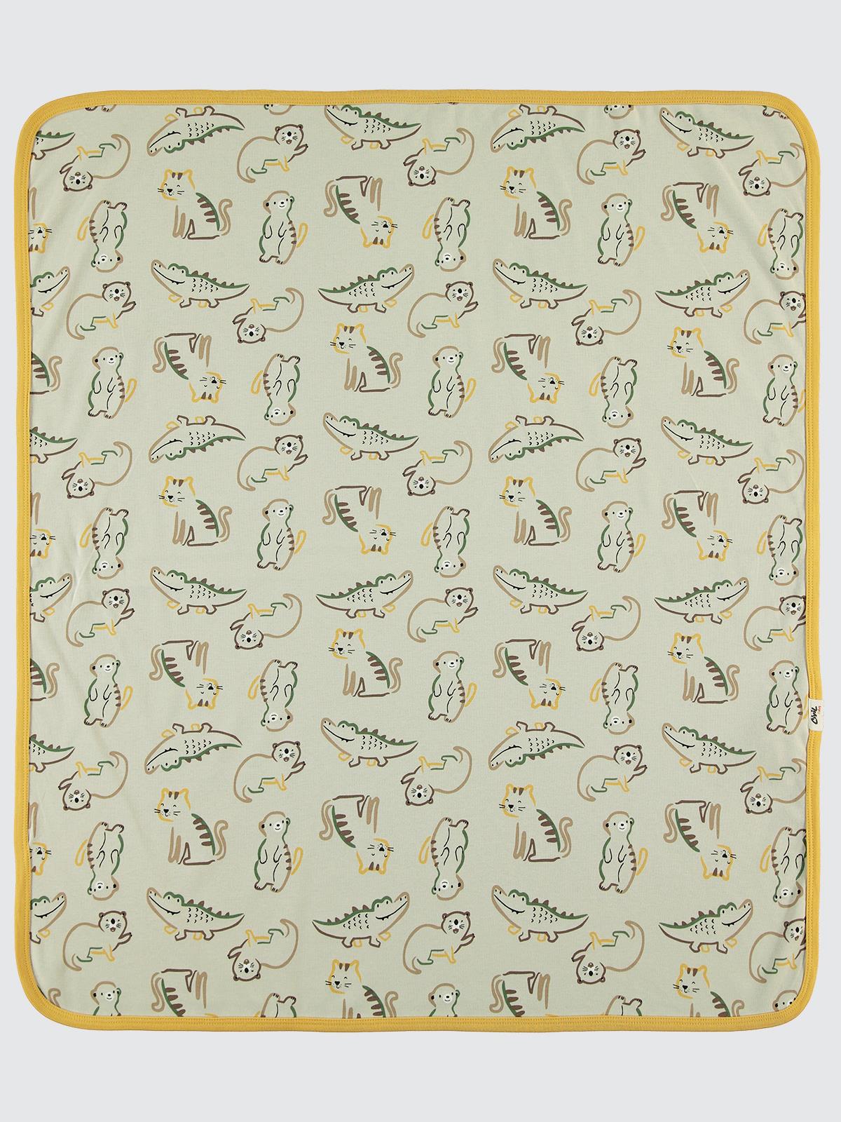 Civil Baby Renkli Hayvanlar Baskılı Battaniye - Hardal