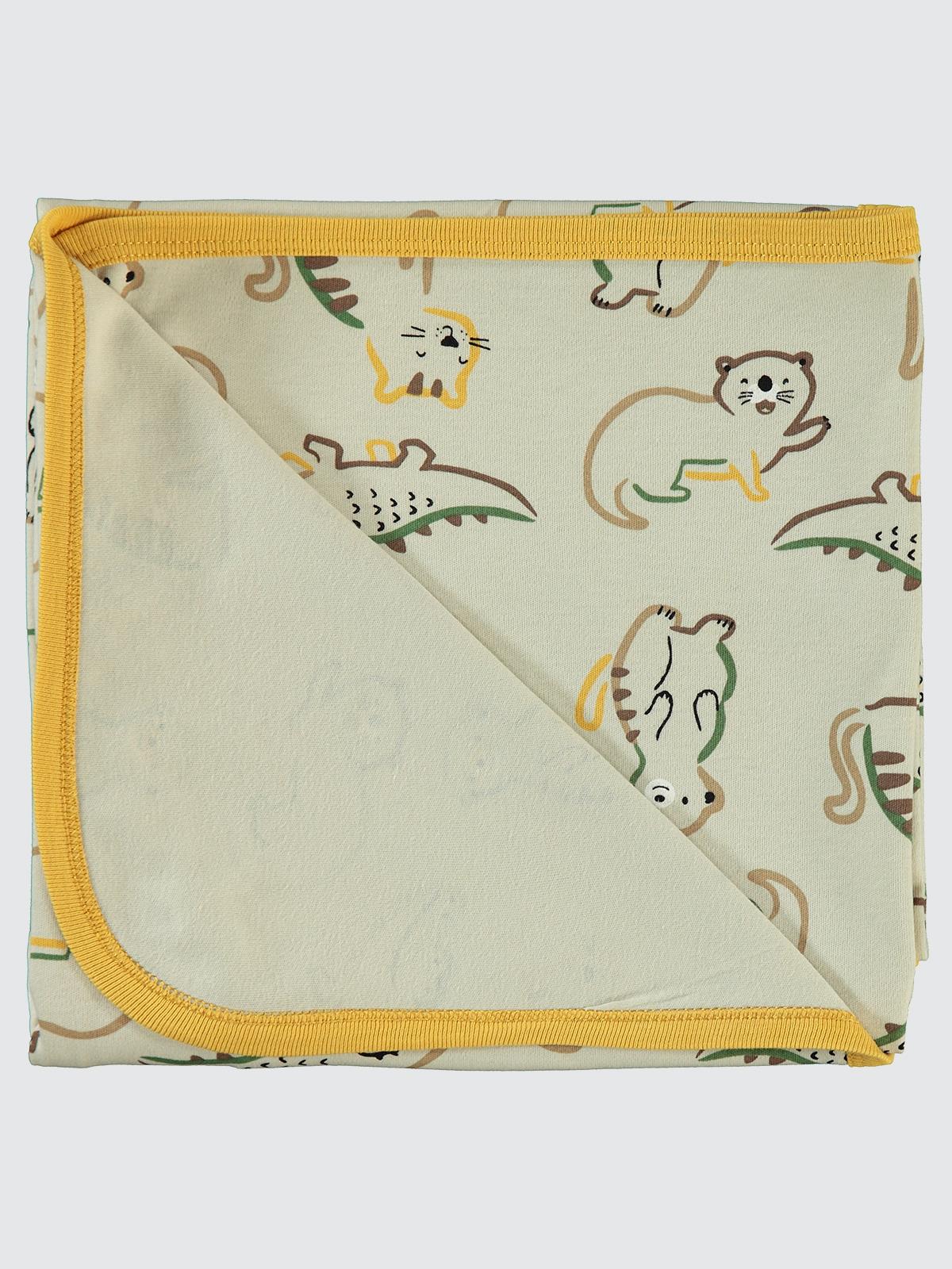 Civil Baby Renkli Hayvanlar Baskılı Battaniye - Hardal