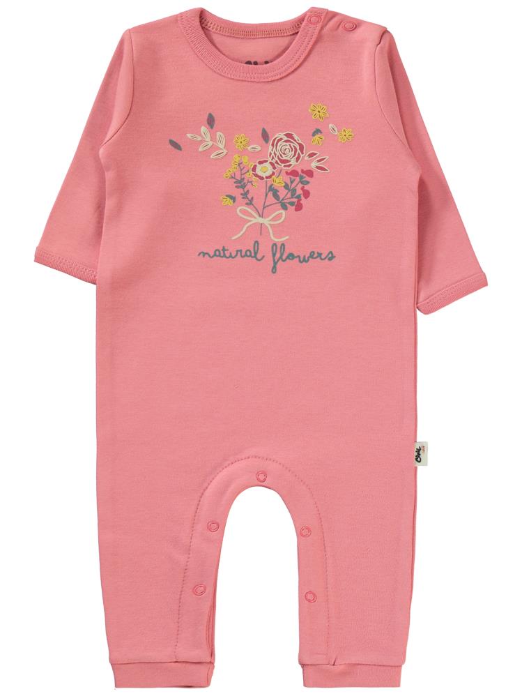 Civil Baby Natural Flowers Baskılı 3-9 Ay Tulum - Pembe