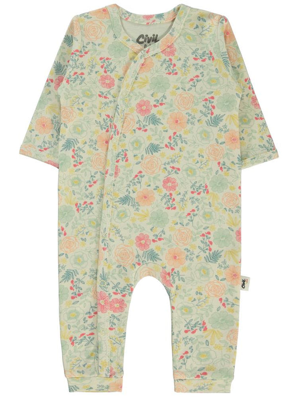Civil Baby Natural Flowers Baskılı 3-9 Ay Tulum - Pembe