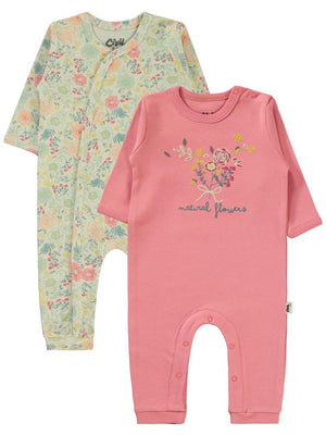Civil Baby Natural Flowers Baskılı 3-9 Ay Tulum - Pembe