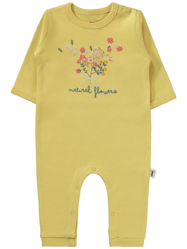 Civil Baby Natural Flowers Baskılı 3-9 Ay Tulum - Hardal