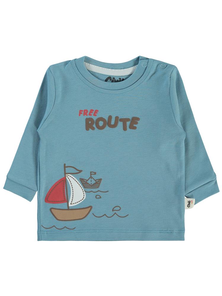 Civil Baby Colored Fıgures Baskılı 6-18 Sweatshirt - Mavi