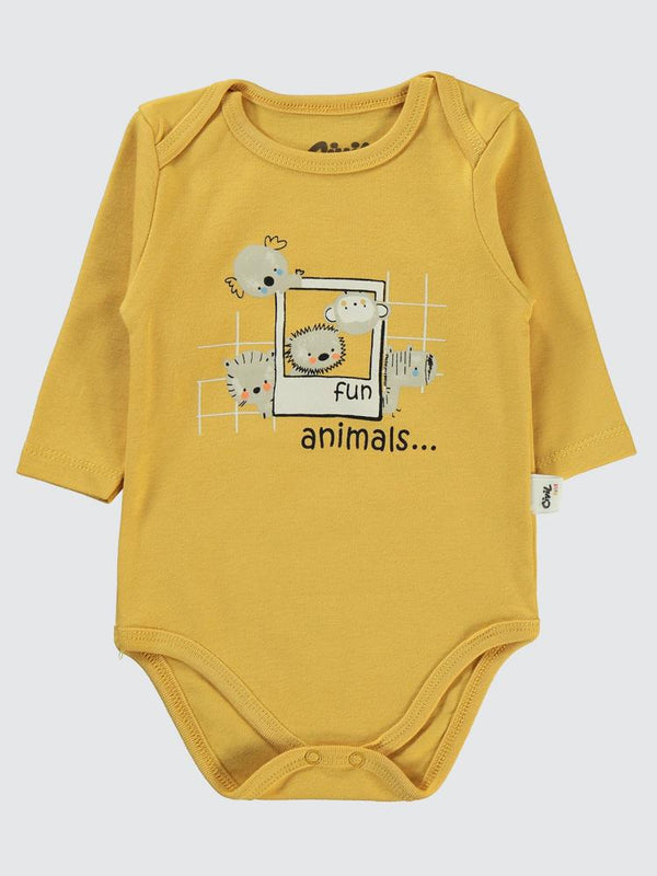 Civil Baby Fun Animals Baskılı 3'lü 6-18 Takım - Hardal
