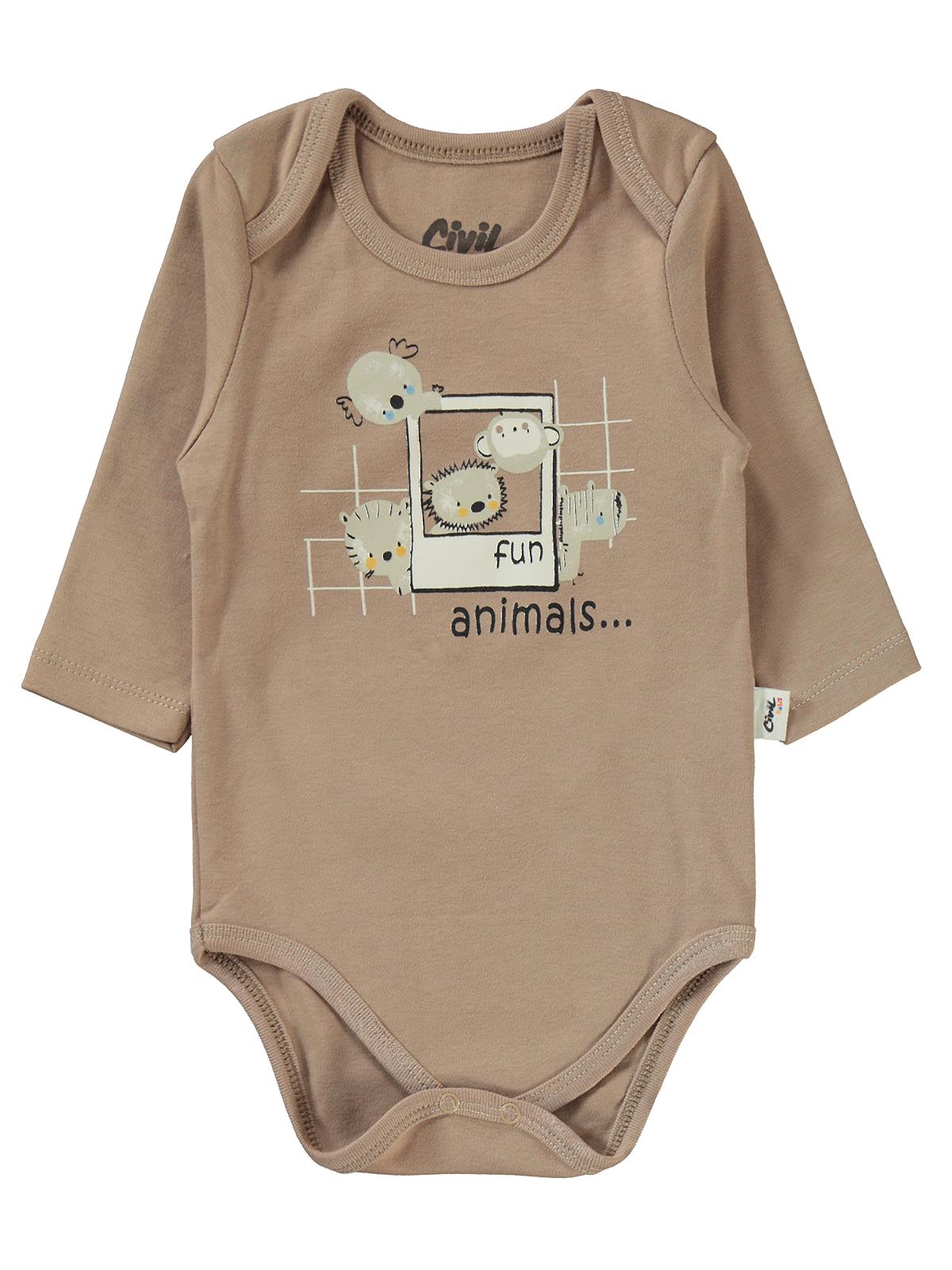 Civil Baby Fun Animals Baskılı 3'lü 6-18 Takım - Kahve