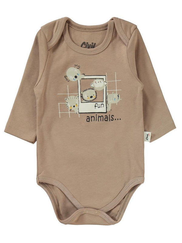 Civil Baby Fun Animals Baskılı 3'lü 6-18 Takım - Kahverengi