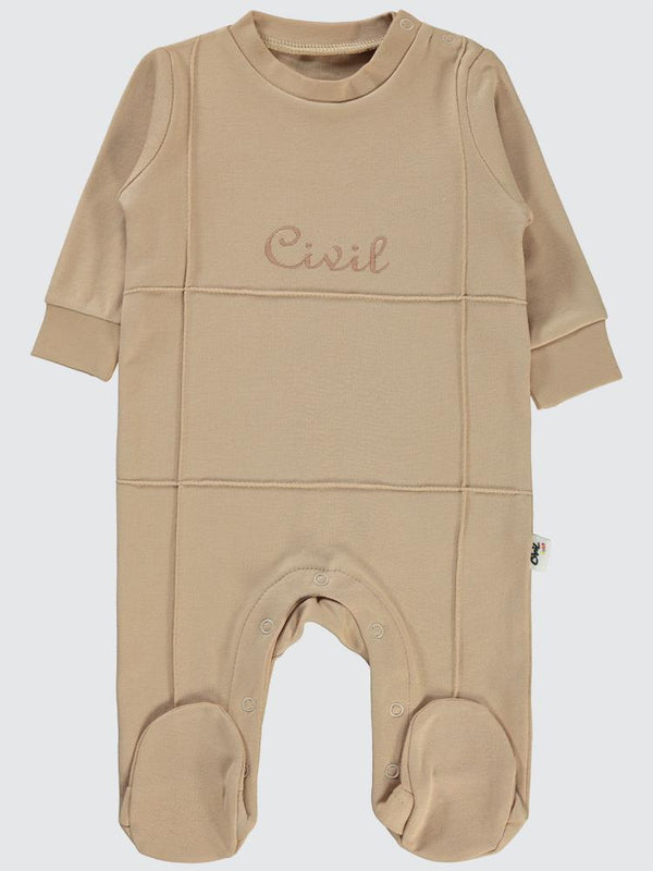Civil Baby Civil Nakışlı 1-6 Ay Tulum - Bej