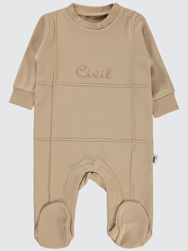 Civil Baby Civil Nakışlı 1-6 Ay Tulum - Bej