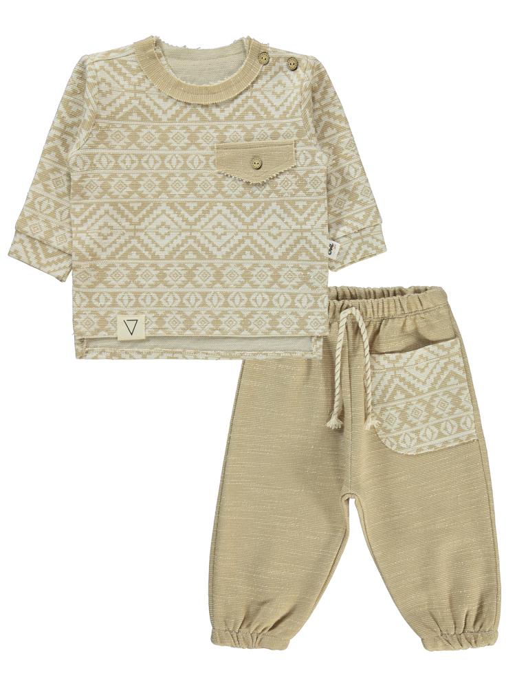 Civil Baby Yan Cepli 6-18 Ay Takım - Ekru