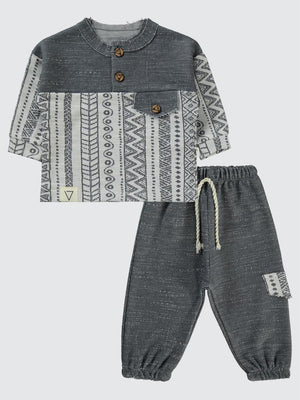 Civil Baby Düğmeli Sweat  6-18 Ay Takım - Gri