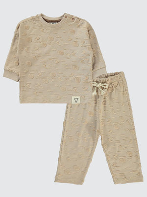 Civil Baby Kabartma Baskılı 6-18 Ay Takım - Bej