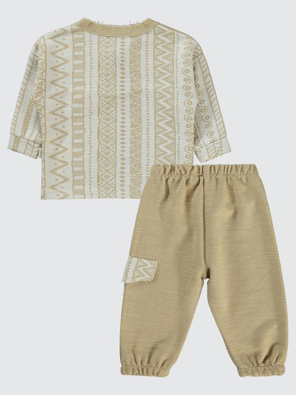 Civil Baby Düğmeli Sweat  6-18 Ay Takım - Kahverengi