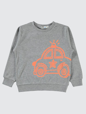 Civil Boys Polis Arabası Baskılı 2-5 Yaş Sweatshirt - Gri