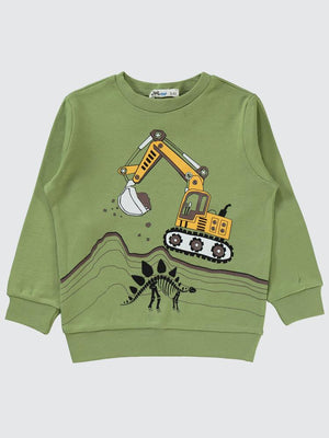 Civil Boys Kepçe Baskılı 2-5 Yaş Sweatshirt - Haki