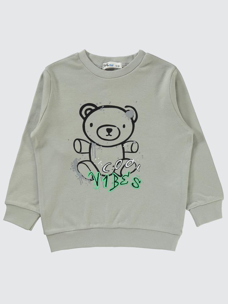 Civil Boys Ayıcık Baskılı 2-5 Yaş Sweatshirt - Gri