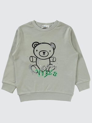 Civil Boys Ayıcık Baskılı 2-5 Yaş Sweatshirt - Gri