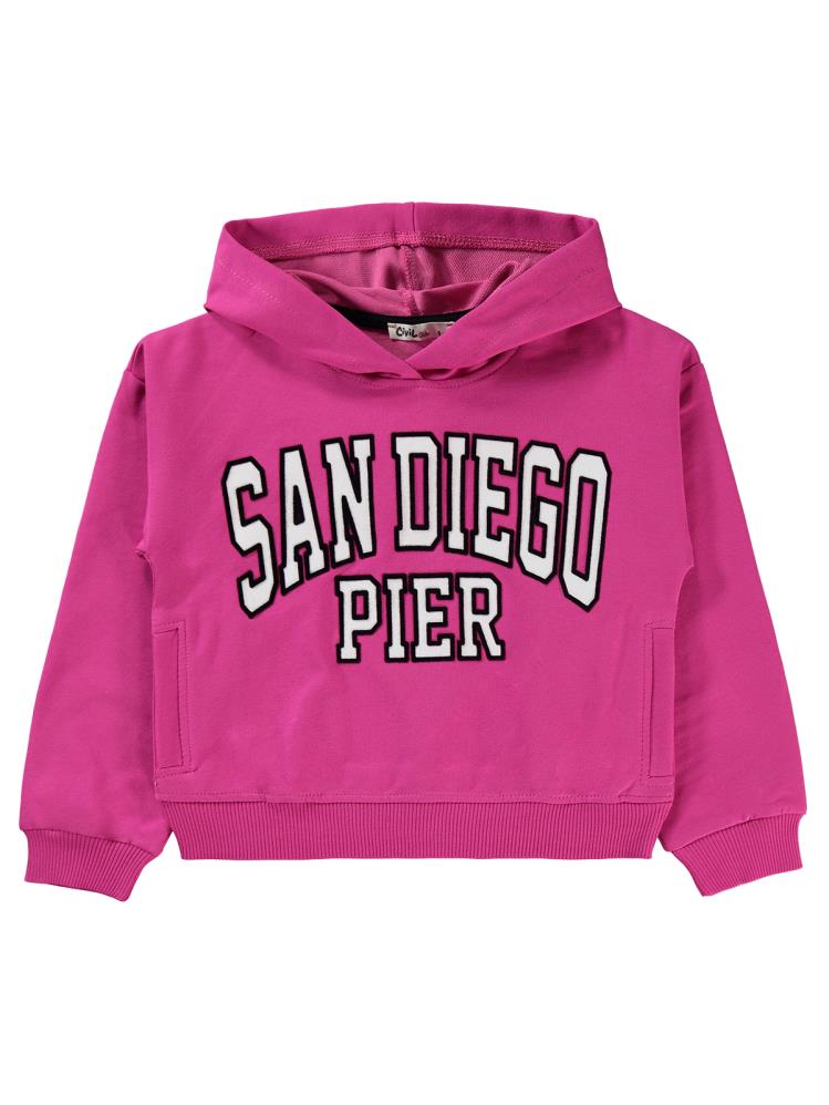 Civil Girls Sandiego Baskılı 6-9 Yaş Sweatshirt - Fusya
