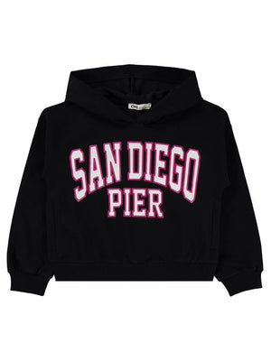 Civil Girls Sandiego Baskılı 10-13 Yaş Sweatshirt - Siyah