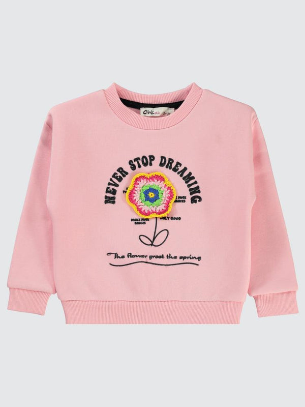 Civil Girls Never Stop Baskılı 2-5 Yaş Sweatshirt - Pembe
