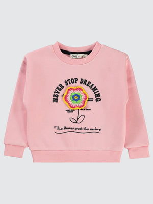 Civil Girls Never Stop Baskılı 2-5 Yaş Sweatshirt - Pembe