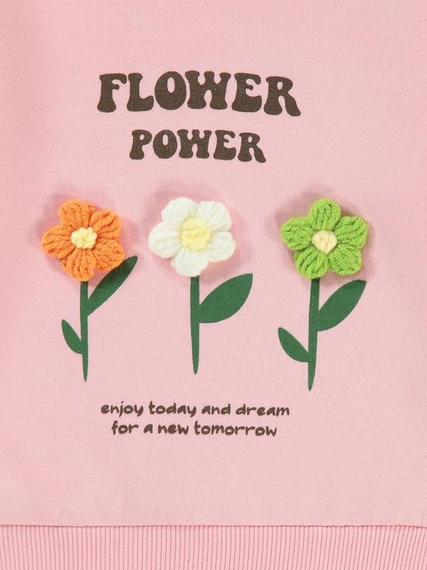 Civil Girls Flower Power Baskılı 2-5 Yaş Sweatshirt - Pembe