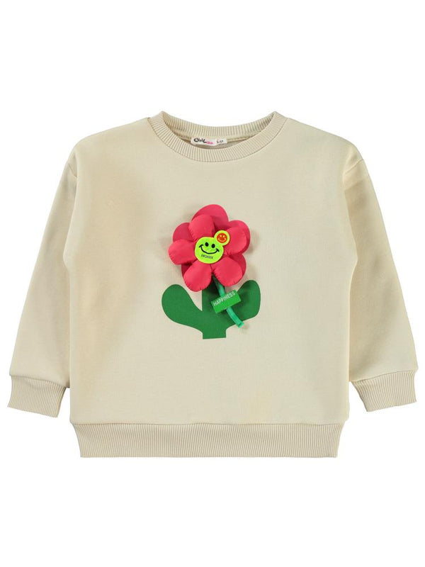 Civil Girls Mobil Papatya 2-5 Yaş Sweatshirt - Beyaz