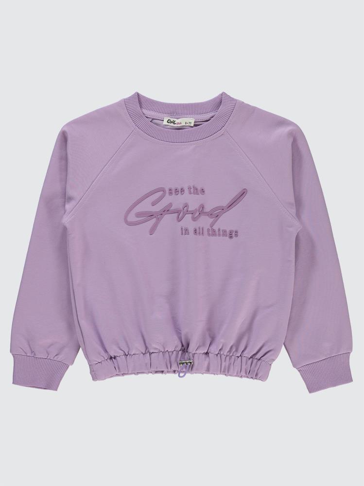 Civil Girls Good Baskılı 6-9 Yaş Sweatshirt - Lila