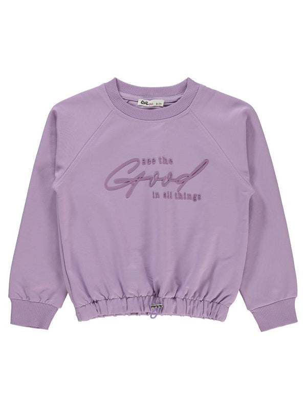 Civil Girls Good Baskılı 6-9 Yaş Sweatshirt - Lila