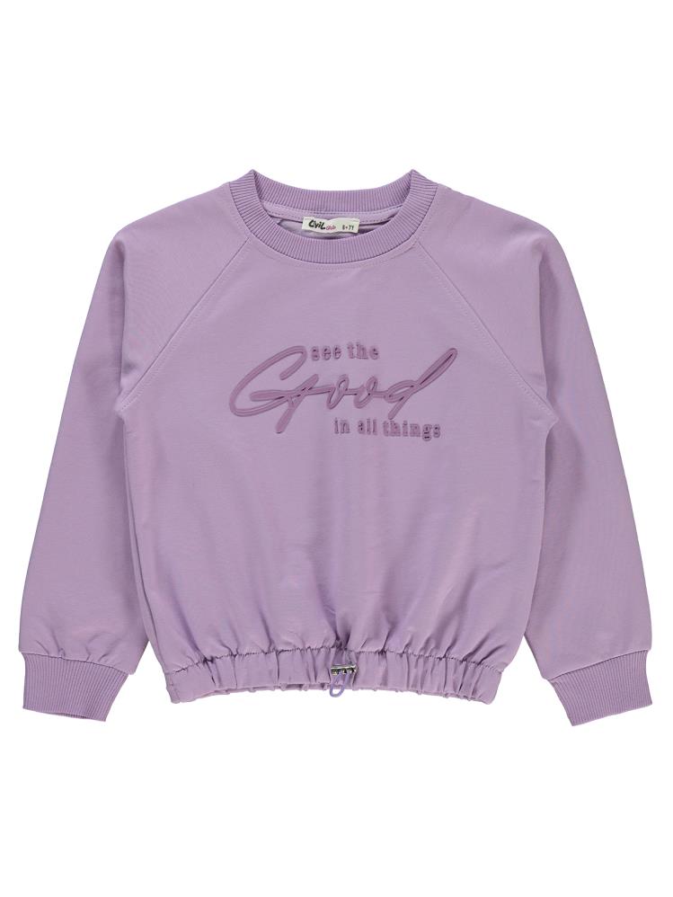 Civil Girls Good Baskılı 6-9 Yaş Sweatshirt - Lila