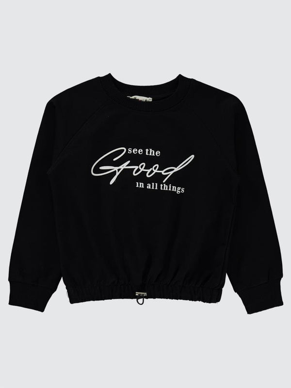 Civil Girls Good Baskılı 6-9 Yaş Sweatshirt - Siyah