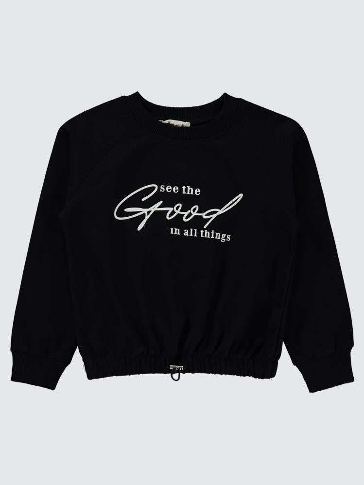 Civil Girls Good Baskılı 6-9 Yaş Sweatshirt - Siyah