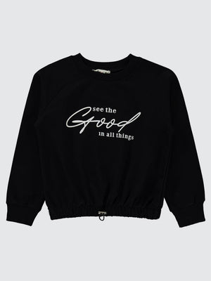Civil Girls Good Baskılı 6-9 Yaş Sweatshirt - Siyah