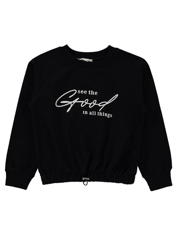 Civil Girls Good Baskılı 10-13 Yaş Sweatshirt - Siyah