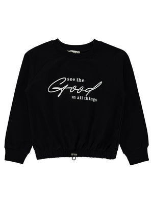 Civil Girls Good Baskılı 10-13 Yaş Sweatshirt - Siyah