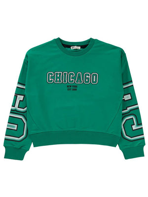 Civil Girls Chicago Baskılı 10-13 Yaş Sweatshirt - Yeşil