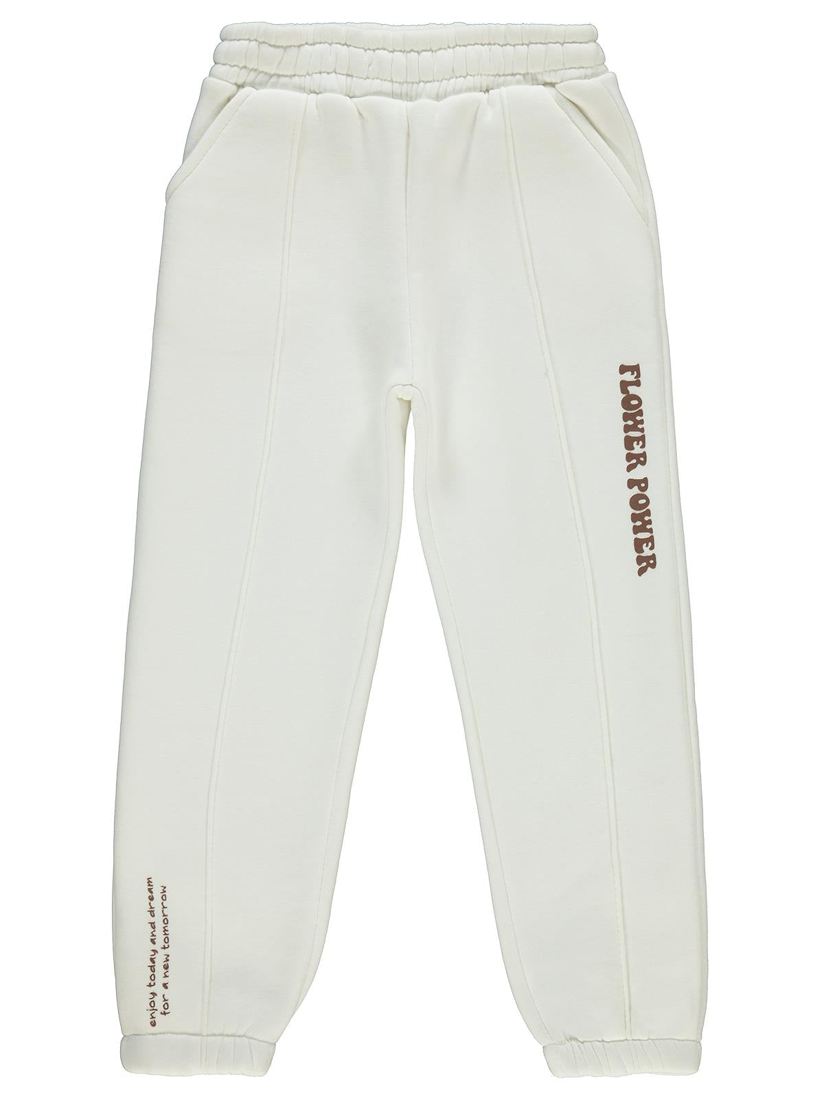 Civil Girls Önü Çımalı 6-9 Yaş Eşofman Altı - Ekru