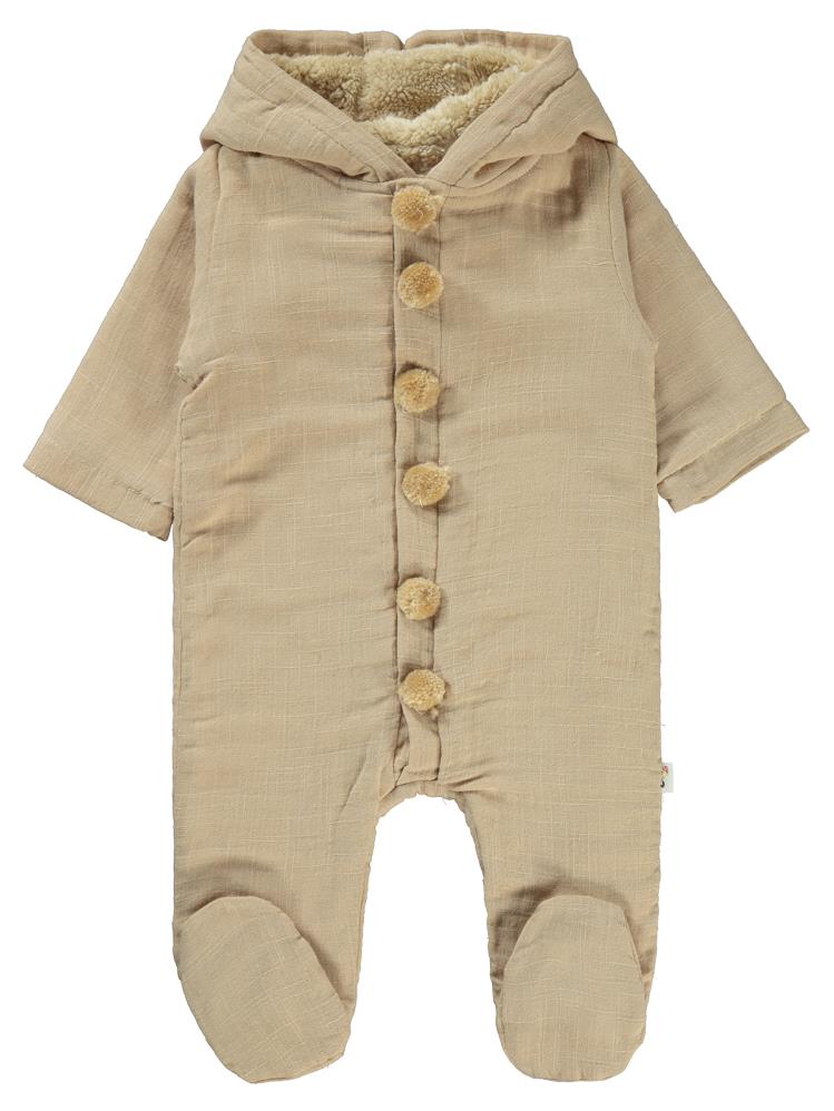 Civil Baby Kapüşon ve Ponponlu 3-12 Ay Tulum - Hardal