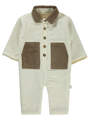 Civil Baby Cep ve Yaka Detaylı 6-18 Ay Astronot - Ekru