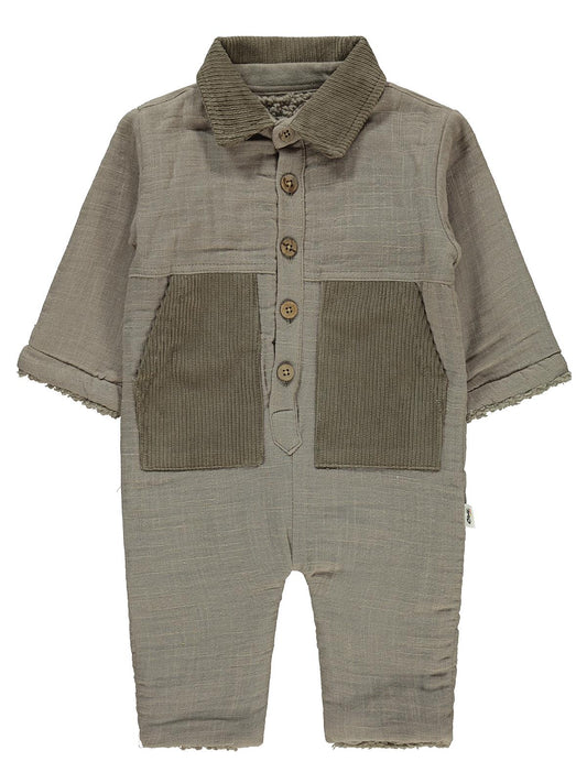 Civil Baby Cep ve Yaka Detaylı 6-18 Ay Astronot - Kahve