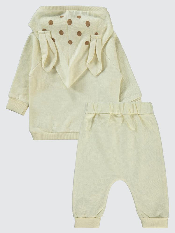 Civil Baby Kulaklı Kapüşonlu 3-9 Ay Takım - Ekru