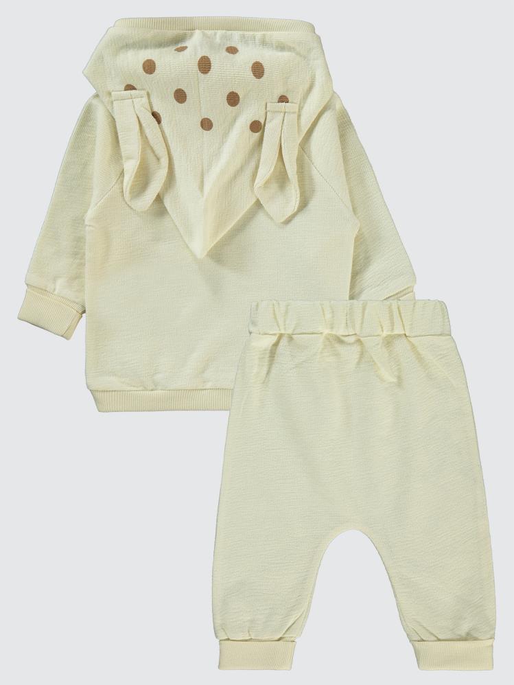 Civil Baby Kulaklı Kapüşonlu 3-9 Ay Takım - Ekru