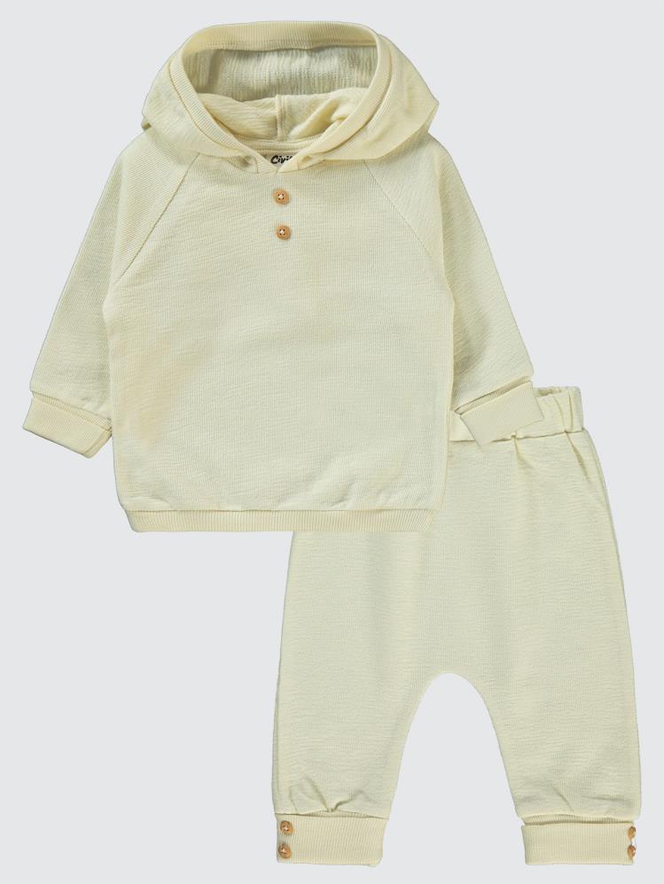 Civil Baby Kulaklı Kapüşonlu 3-9 Ay Takım - Ekru