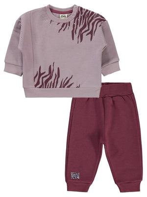 Civil Baby Tonsürton Baskılı 6-18 Ay Takım - Lila