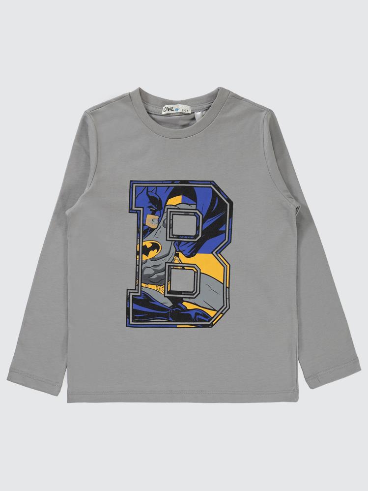 Batman Baskılı 6-9 Yaş Sweatshirt - Gri