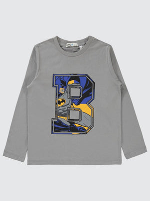 Batman Baskılı 6-9 Yaş Sweatshirt - Gri