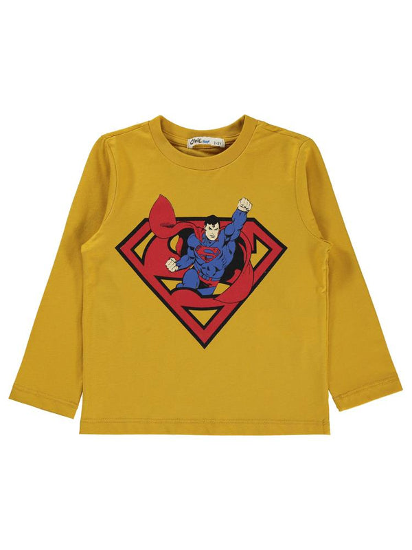 Superman Baskılı 2-5 Yaş Sweatshirt - Hardal